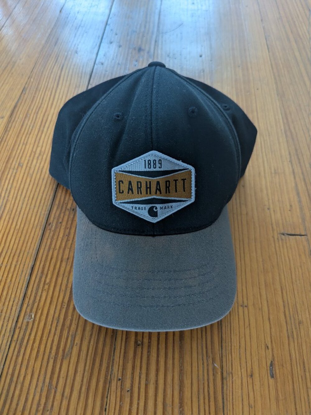 Carhartt Mens L XL Ball Cap Hat 100427 Black Charcoal Patch Flex Fitted Workwear